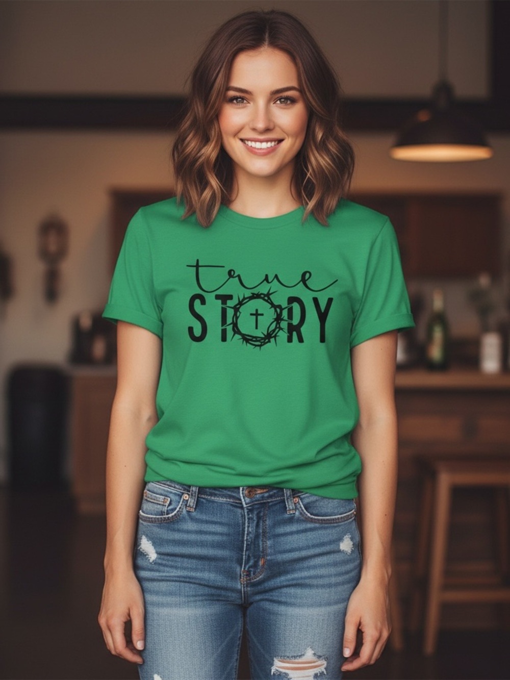 True Story Graphic Short Sleeve Tee - Green